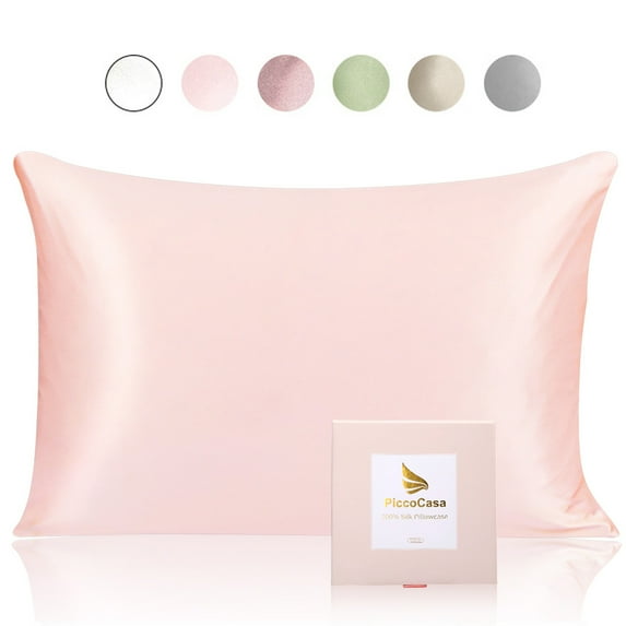 REGALWOVEN 25 Momme Silk Pillowcase with Zipper Closure, Pink 20"x26"