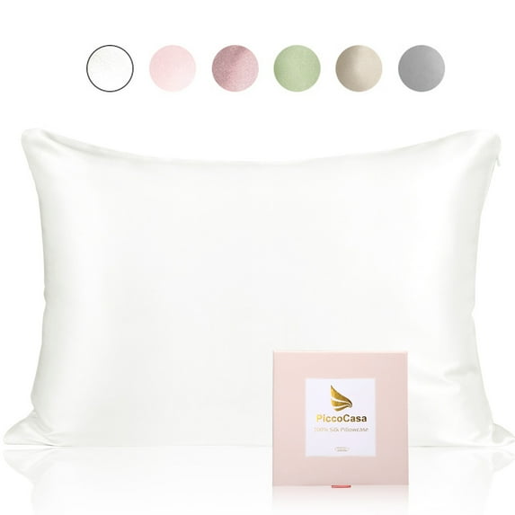 REGALWOVEN 25 Momme Silk Pillowcase with Zipper Closure, White 20"x36"
