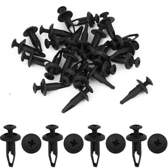 REGALWOVEN 25 Pcs 6.3mm Hole Retainer Clips Plastic Rivets Flaps Bumper Fender Push Clips