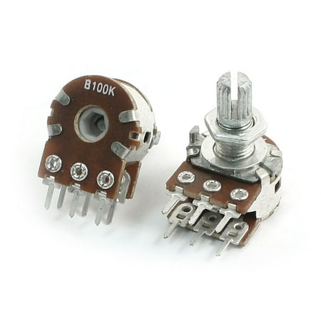 REGALWOVEN 2Pcs B100K 6 Terminals Single Linear Rotary Stereo Dual Linear Potentiometer