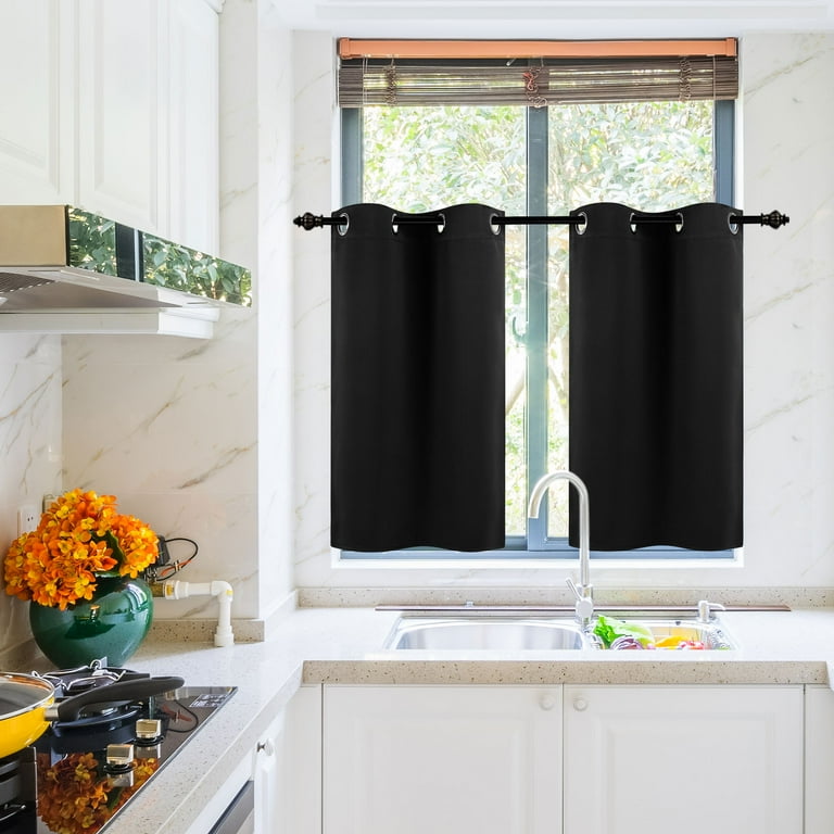 Black kitchen curtain discount