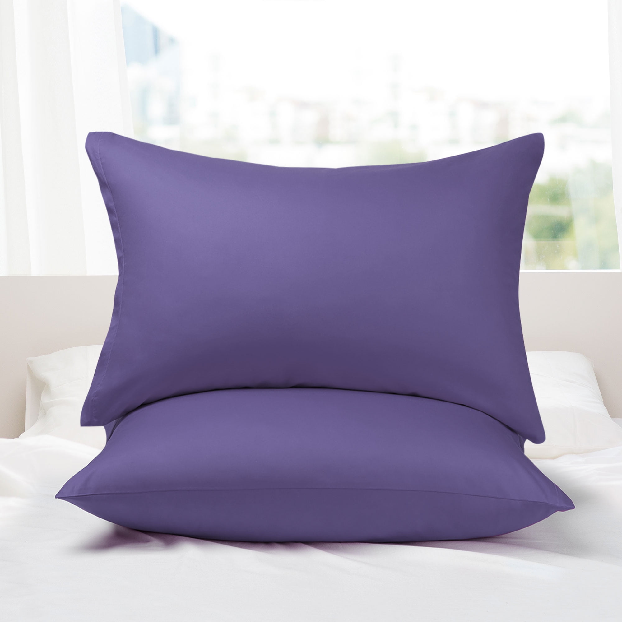 REGALWOVEN 2Pcs Cotton Pillowcases Zippered Standard Pillow Covers, 20