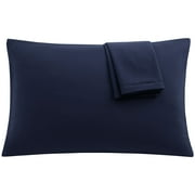 REGALWOVEN 2Pcs Microfiber Queen Pillowcases with Zipper Closure, Navy, 20"x30"