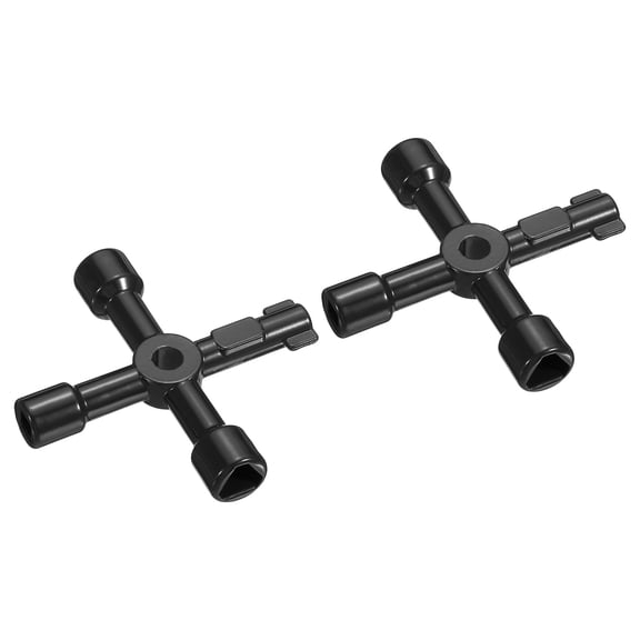 REGALWOVEN 2Pcs Multi-Functional Universal Cross Key, 4-Way Gas Water Meter Key Black