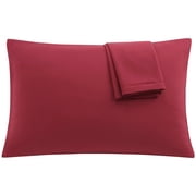 REGALWOVEN 2Pcs Pillowcases 1800 Microfiber Pillowcases with Zipper, Queen(20"x30"), Wine