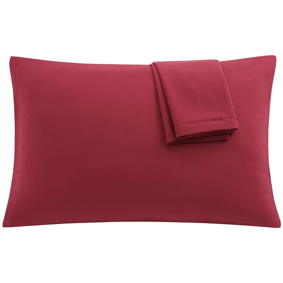 REGALWOVEN 2Pcs Pillowcases 1800 Microfiber Pillowcases with Zipper, Queen(20"x30"), Wine
