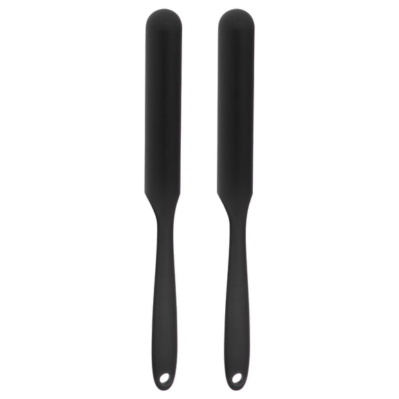 REGALWOVEN 2Pcs Silicone Spatula Scraper Reusable Non-Stick Flexible for Epoxy Resin Liquid Paint Arts Black