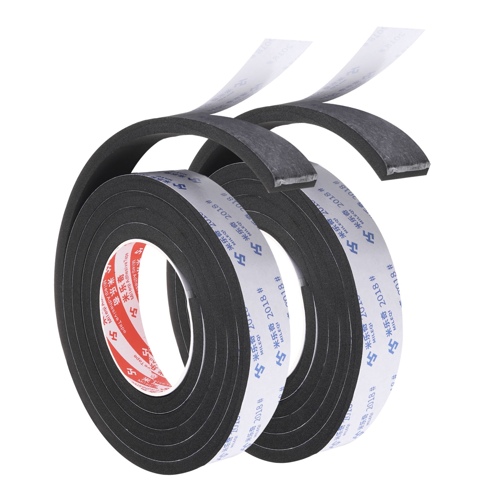 REGALWOVEN 2m/6.6ft Sealing Foam Tape 3cm Wide 10mm Thick Single Sided Weather Stripping Door Seal Strip Black, 2Roll