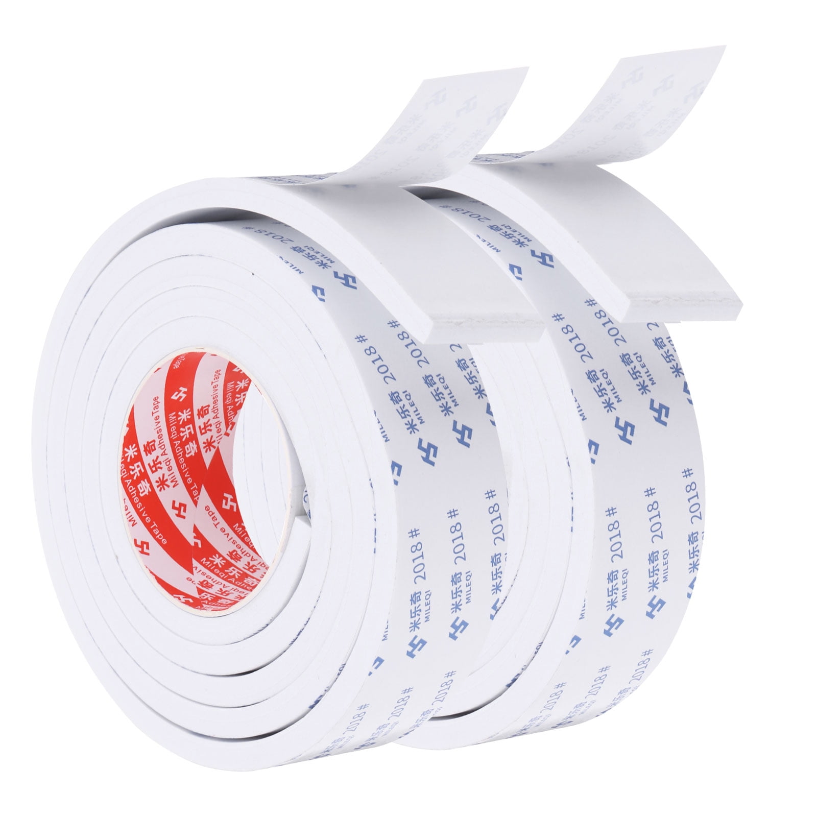 REGALWOVEN 2m/6.6ft Sealing Foam Tape 4.5cm Wide 10mm Thick Single Sided Weather Stripping Door Seal Strip White, 2Roll