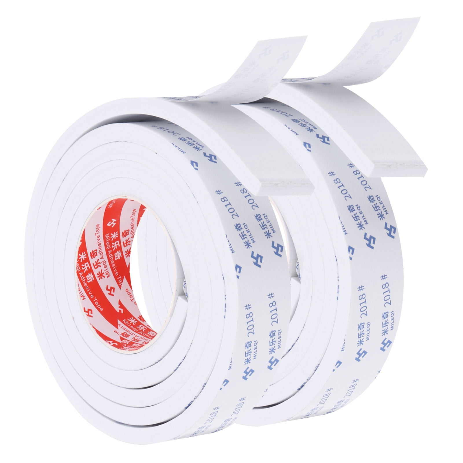 REGALWOVEN 2m/6.6ft Sealing Foam Tape 4cm Wide 8mm Thick Single Sided Weather Stripping Door Seal Strip White, 2Roll
