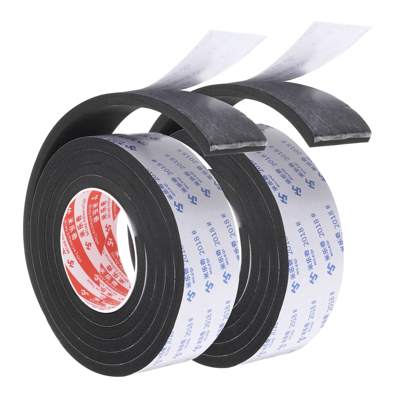 REGALWOVEN 2m/6.6ft Sealing Foam Tape 5cm Wide 10mm Thick Single Sided Weather Stripping Door Seal Strip Black, 2Roll