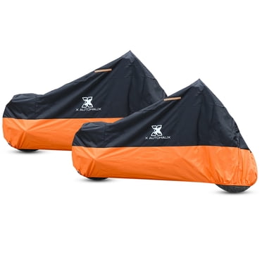 X Autohaux XL Motorcycle Half Cover - Waterproof Outdoor Protection From Rain, Dust, UV - Black With Carry Bag