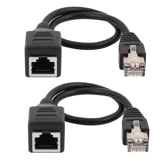 REGALWOVEN 2pcs 30cm Ethernet Lan Male to Female Network Cable RJ45 Extension Extender Cord