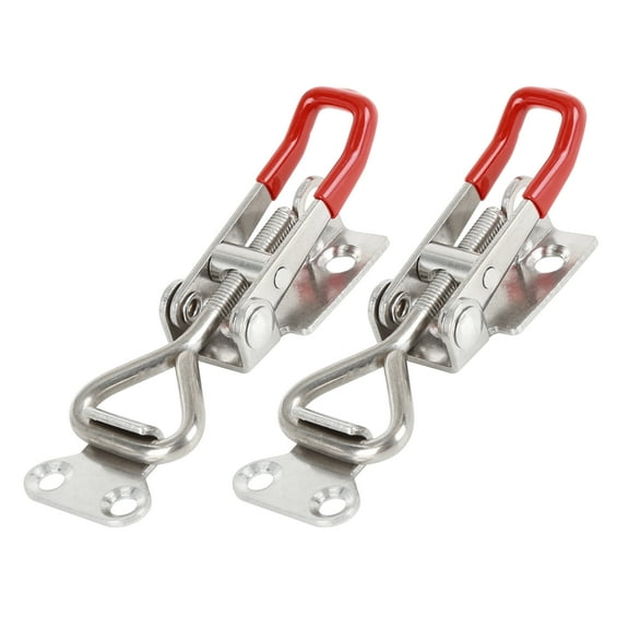 REGALWOVEN 2pcs Stainless Steel Car Adjustable Toggle Clamp Latch Lock Hasp with Hole 100Kg 220Lbs