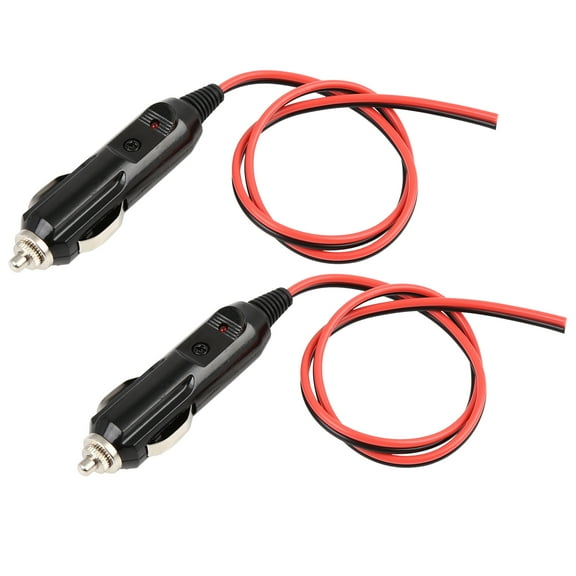 Unique Bargains 2pcs Universal DC 12V 24V Car Cigarette Lighter Plug Cable Car Power Supply Inverter 1.5 ft