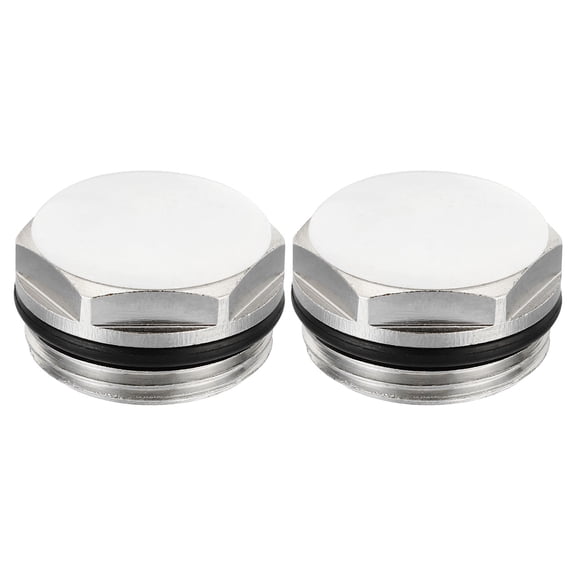 REGALWOVEN 3/4" BSP Male Thread Manual Radiator Air Vent Plug, 2 Pack Nickel Plated Brass Plugs