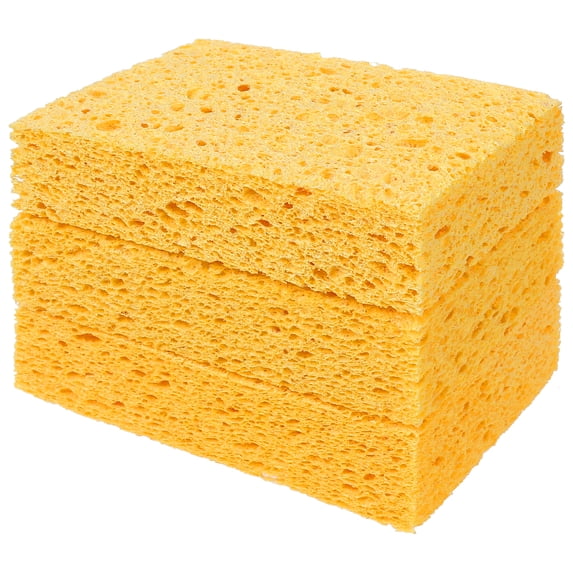 REGALWOVEN 3-Count Cellulose Sponges Kitchen, Cleaning Sponge for Dish, Non-Scratch Scrubber for Household, Cookware, Bathroom Yellow 4.7"x3"x1"
