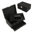 thumbnail image 1 of REGALWOVEN 3 Layers Jewelry Box for Women Girls, Jewelry Organizer Case Storage Display Holder with Drawer, Removable Jewelry Tray Black 10*7*4.5in, 1 of 7