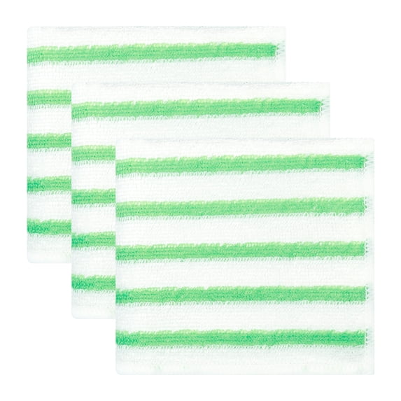 REGALWOVEN 3 Pack Wood Fiber Cleaning Cloths, Striped Oil Absorbing and Heat-Insulating Dish Cloths Green 11" x 12"