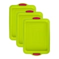 thumbnail image 1 of REGALWOVEN 3 Packs Cake Pan Nonstick Silicone Baking Pan, Easy Release, Heat Resistant Sheet Pans for Baking Cakes, Cheesecakes Red 13.4*9.4*1in, 1 of 6