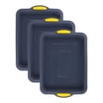 thumbnail image 1 of REGALWOVEN 3 Packs Cake Pan Nonstick Silicone Baking Pan, Easy Release, Heat Resistant Sheet Pans for Baking Cakes, Cheesecakes Yellow 13.4*9.4*1in, 1 of 6