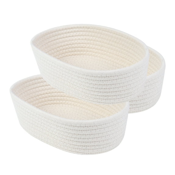 REGALWOVEN 3 Packs Storage Basket, Shelf Closet Storage Bin for Key Tray Bowl for Entryway Desk, Catchall Home Decor Beige 10.2*6.3*3.1in
