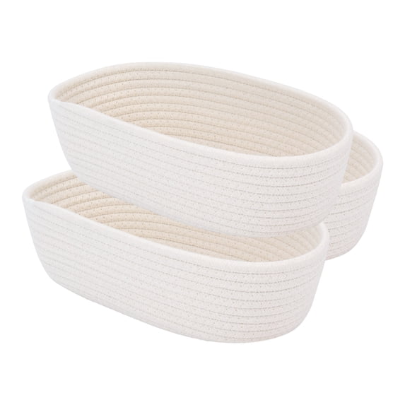 REGALWOVEN 3 Packs Storage Basket, Shelf Closet Storage Bin for Key Tray Bowl for Entryway Desk, Catchall Home Decor Beige 11.8*6.7*3.5in