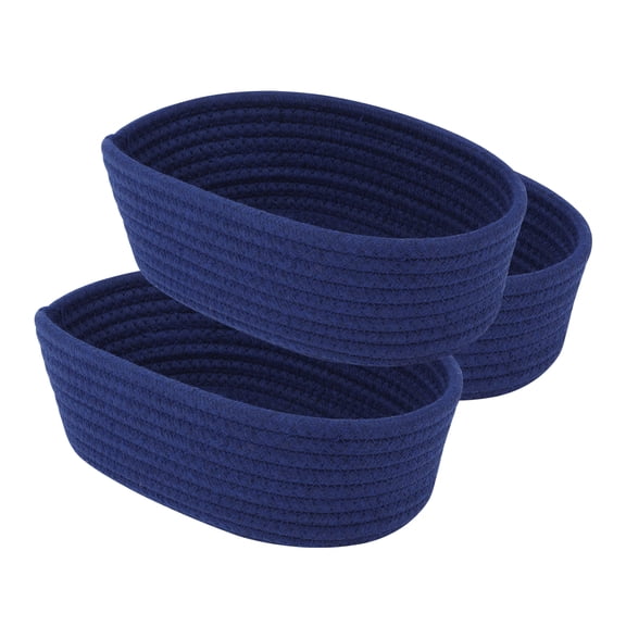 REGALWOVEN 3 Packs Storage Basket, Shelf Closet Storage Bin for Key Tray Bowl for Entryway Desk, Catchall Home Decor Navy 10.2*6.3*3.1in