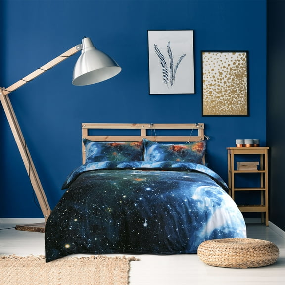 REGALWOVEN 3 Piece Galaxy Queen Bedding Quilt Duvet Cover Set Multicolor