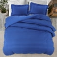 thumbnail image 1 of REGALWOVEN 3 Pieces Duvet Cover Set, Seersucker Textured Stripe Soft Comforter Cover Set Set Royal Blue King, 1 of 8