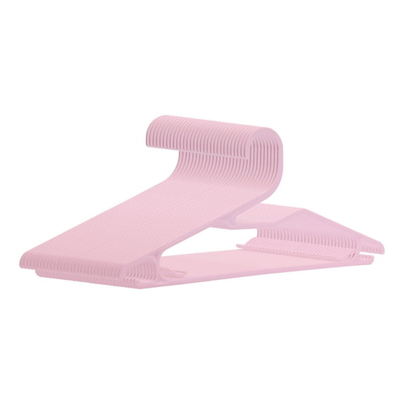REGALWOVEN 30 Pack Plastic Hangers with Non-Slip Hook, Space Saving Clothes Hangers for Clothing, Closet, Coats, Pants, or Shirts Pink