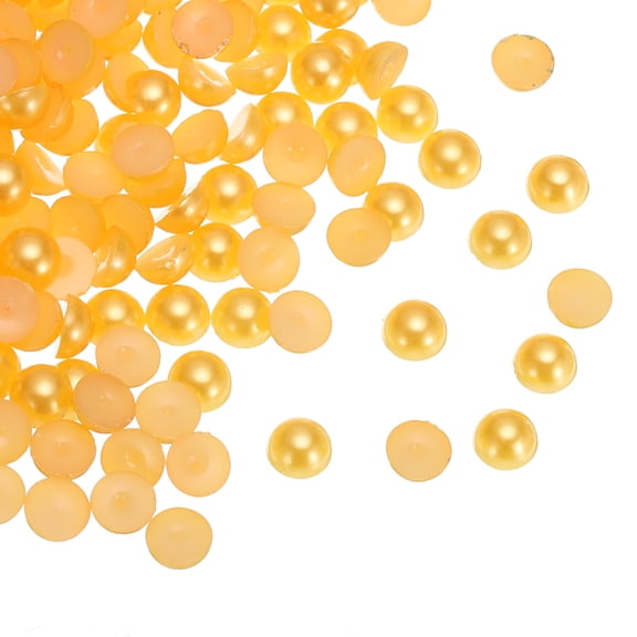 REGALWOVEN 300Pcs Flatback Pearls 12mm ABS Plastic Half Round Dome Imitation Pearls Craft Beads Gold Yellow