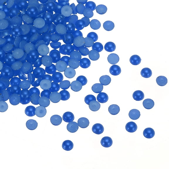 REGALWOVEN 300Pcs Flatback Pearls 4mm ABS Plastic Half Round Dome Imitation Pearls Craft Beads Dark Blue