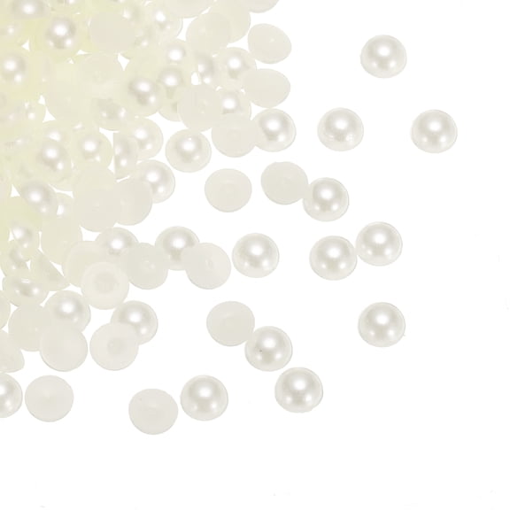 REGALWOVEN 300Pcs Flatback Pearls 6mm ABS Plastic Half Round Dome Imitation Pearls Craft Beads Beige