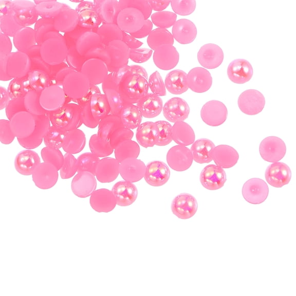 REGALWOVEN 300Pcs Flatback Pearls 6mm ABS Plastic Half Round Dome Imitation Pearls Craft Beads Pink