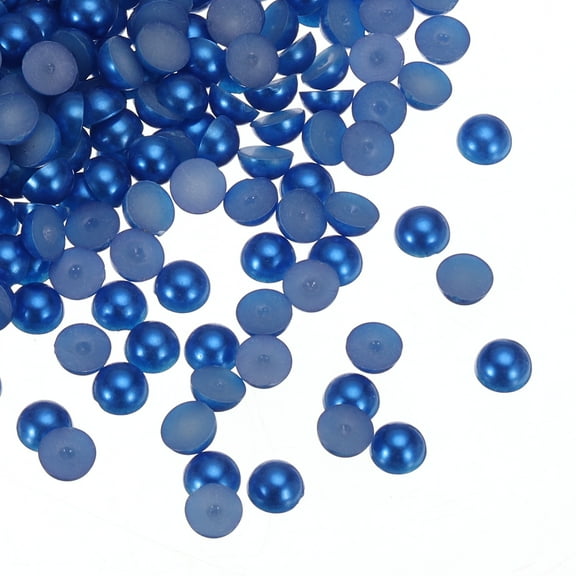 REGALWOVEN 300Pcs Flatback Pearls 8mm ABS Plastic Half Round Dome Imitation Pearls Craft Beads Dark Blue