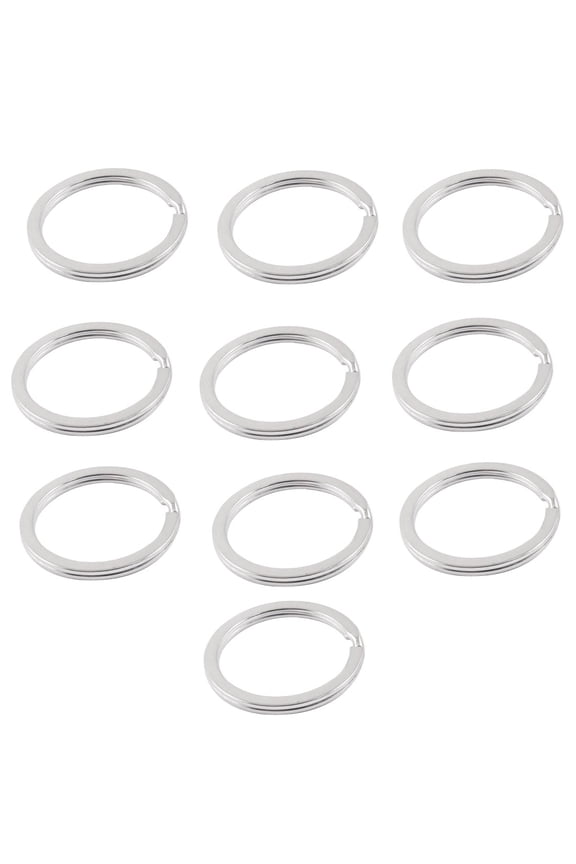 30mm Silver Tone Metal Flat Split Ring Keyrings Key Chain 10 Pcs Keychain