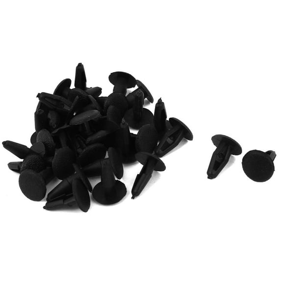REGALWOVEN 32Pcs Black Plastic Rivets Defender Clip 6mm x 4mm x 13mm for Car Bumper