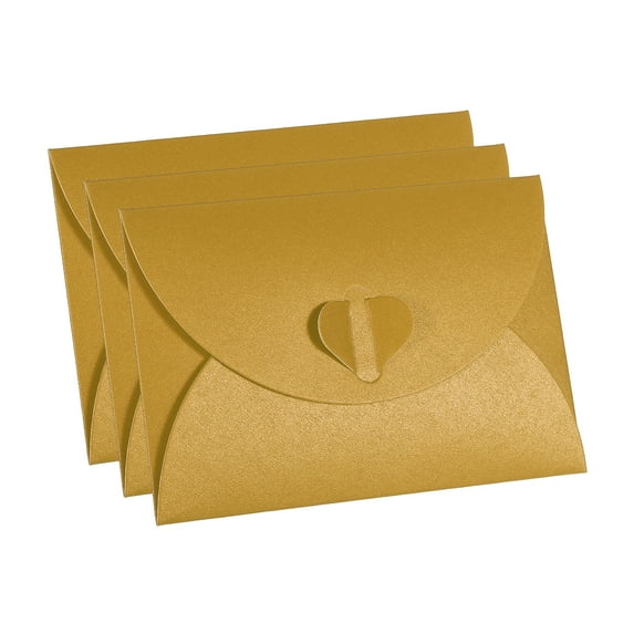 REGALWOVEN 36Pcs Present Card Envelopes, Heart Shaped Clasp Small Cards Holder Gold