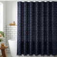 thumbnail image 1 of REGALWOVEN 3D Geometric Texture Shower Curtain Sets with Tassels, Waterproof Bath Curtain with 12 Hooks, Bohemian Decor Dark Blue 72"W x 72"L, 1 of 7