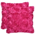 thumbnail image 1 of REGALWOVEN 3D Satin Rose Throw Pillowcases 16"x16" Decorative Throw Pillow Covers Set of 2, Fuchsia, 1 of 8