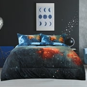 REGALWOVEN 3Pcs Comforter Set All-Season Down Quilted Comforter Set Blue, Full/Queen