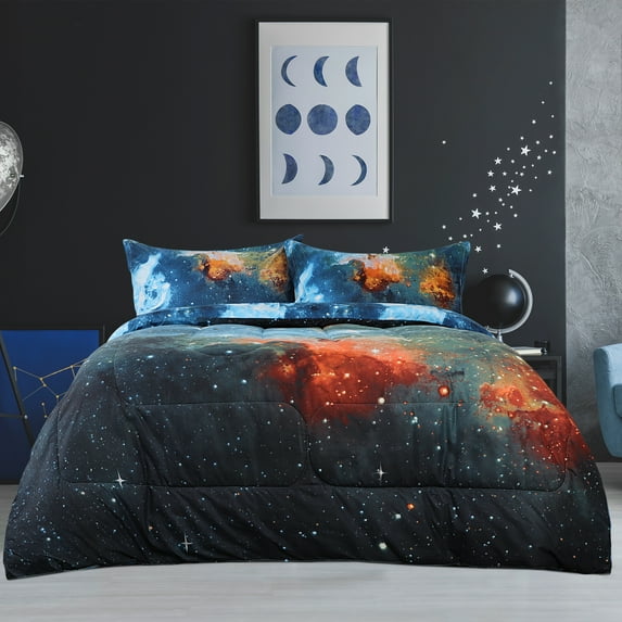 REGALWOVEN 3Pcs Comforter Set All-Season Down Quilted Comforter Set Blue, Full/Queen