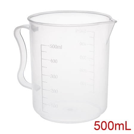 REGALWOVEN 3Pcs Laboratory Clear White PP 500mL Measuring Cup Handled Beaker