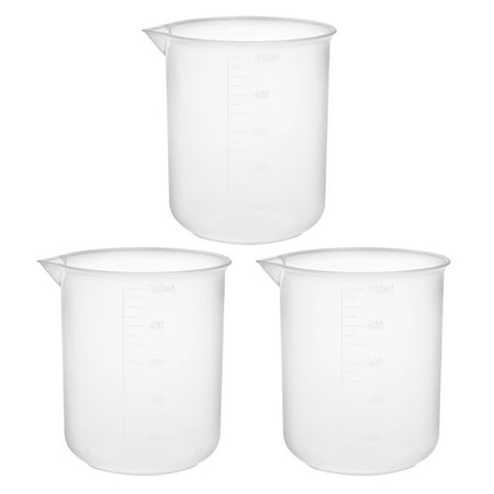 3pcs Measuring Cup Labs PP Graduated Beakers 500ml