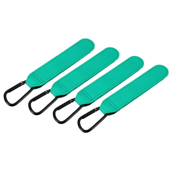 REGALWOVEN 4 Pack Shopping Cart Hooks, Leather Adjustable Shopping Cart Hooks Multi-Function Hooks for Trolleys Backpacks Wheelchairs Shopping Carts, Green