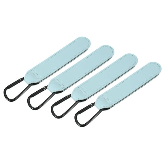 REGALWOVEN 4 Pack Shopping Cart Hooks, Leather Adjustable Shopping Cart Hooks Multi-Function Hooks for Trolleys Backpacks Wheelchairs Shopping Carts, Light Blue
