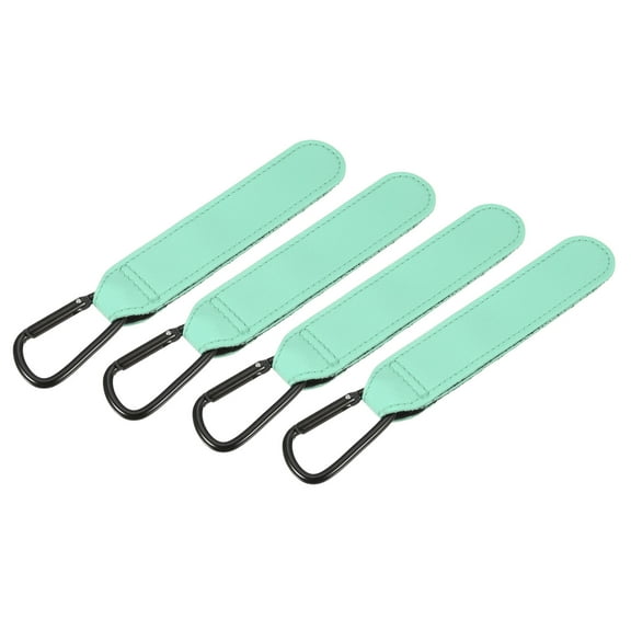 REGALWOVEN 4 Pack Shopping Cart Hooks, Leather Adjustable Shopping Cart Hooks Multi-Function Hooks for Trolleys Backpacks Wheelchairs Shopping Carts, Light Green