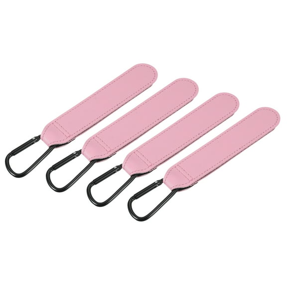 REGALWOVEN 4 Pack Shopping Cart Hooks, Leather Adjustable Shopping Cart Hooks Multi-Function Hooks for Trolleys Backpacks Wheelchairs Shopping Carts, Pink