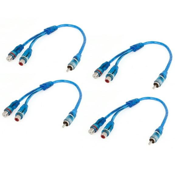 REGALWOVEN 4 Pcs 2 RCA Female to Male Splitter Audio Cable Wire for Car Blue